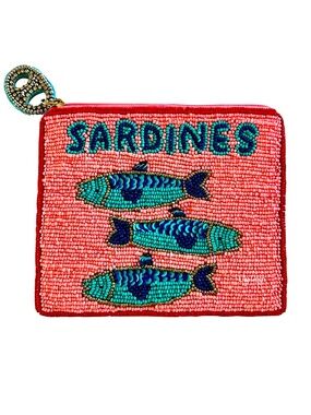 Lily Posh Beaded Sardines Coin Purse, Sardine Bag, Carnivore Fish